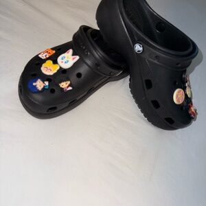 CROCS Kids Black Slippers with Colorful Charms